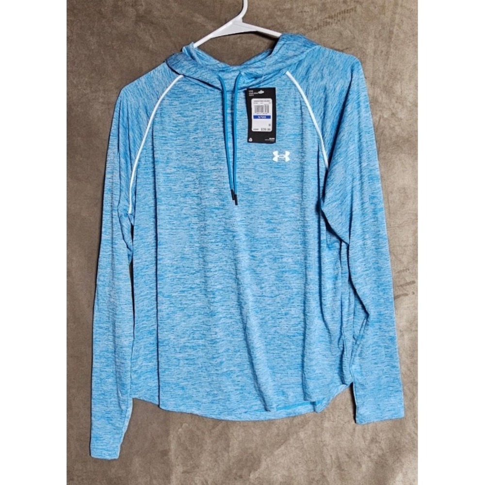 Under Armour Womens Tech Hooded Long Sleeve Shirt Blue Space Dye XL 1362868-450